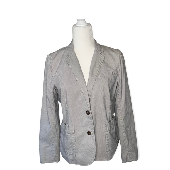 J crew factory womens blazer sz 6 blue pin stripe schoolboy academia pocket - Picture 1 of 10